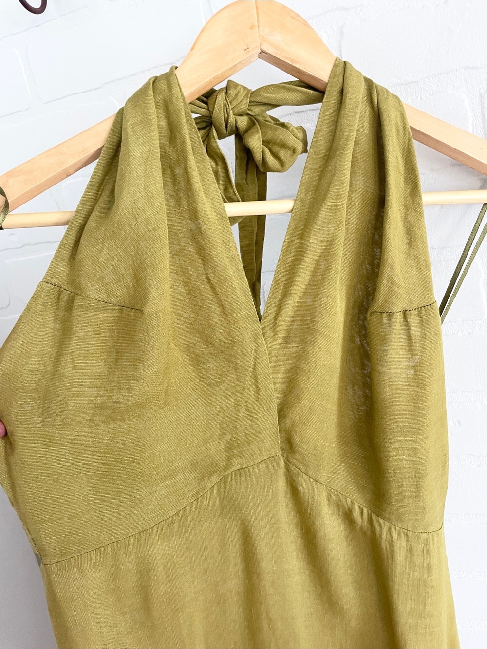 Massimo Dutti Olive Green Ombre Halter Maxi Dress - Picture 6 of 16